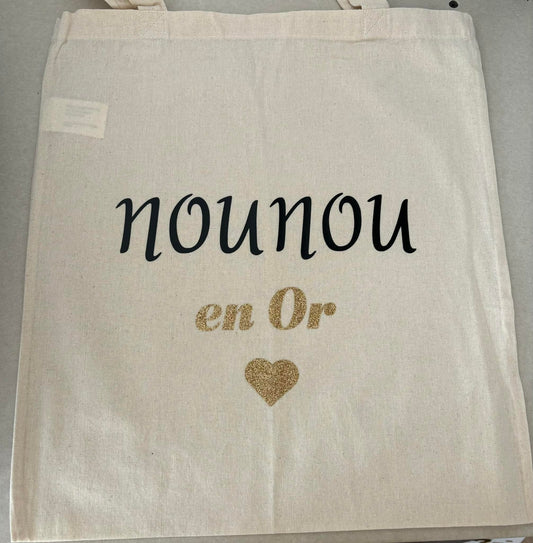 Tote bag Nounou en or